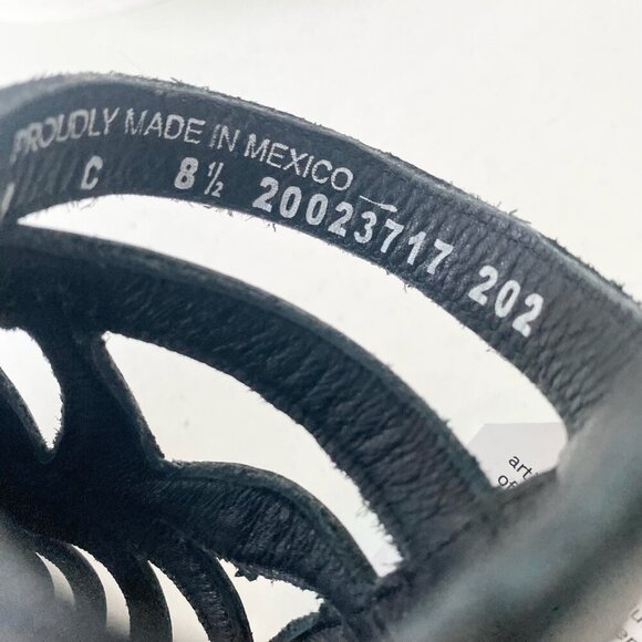 Lane Boots BECCA Womens Black Wedges 8.5 Western Sandals Cowgirl Wooden Heels - Picture 9 of 11